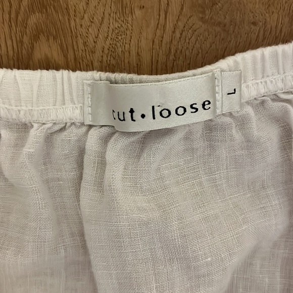CUT LOOSE white linen skirt size L - Picture 2 of 2